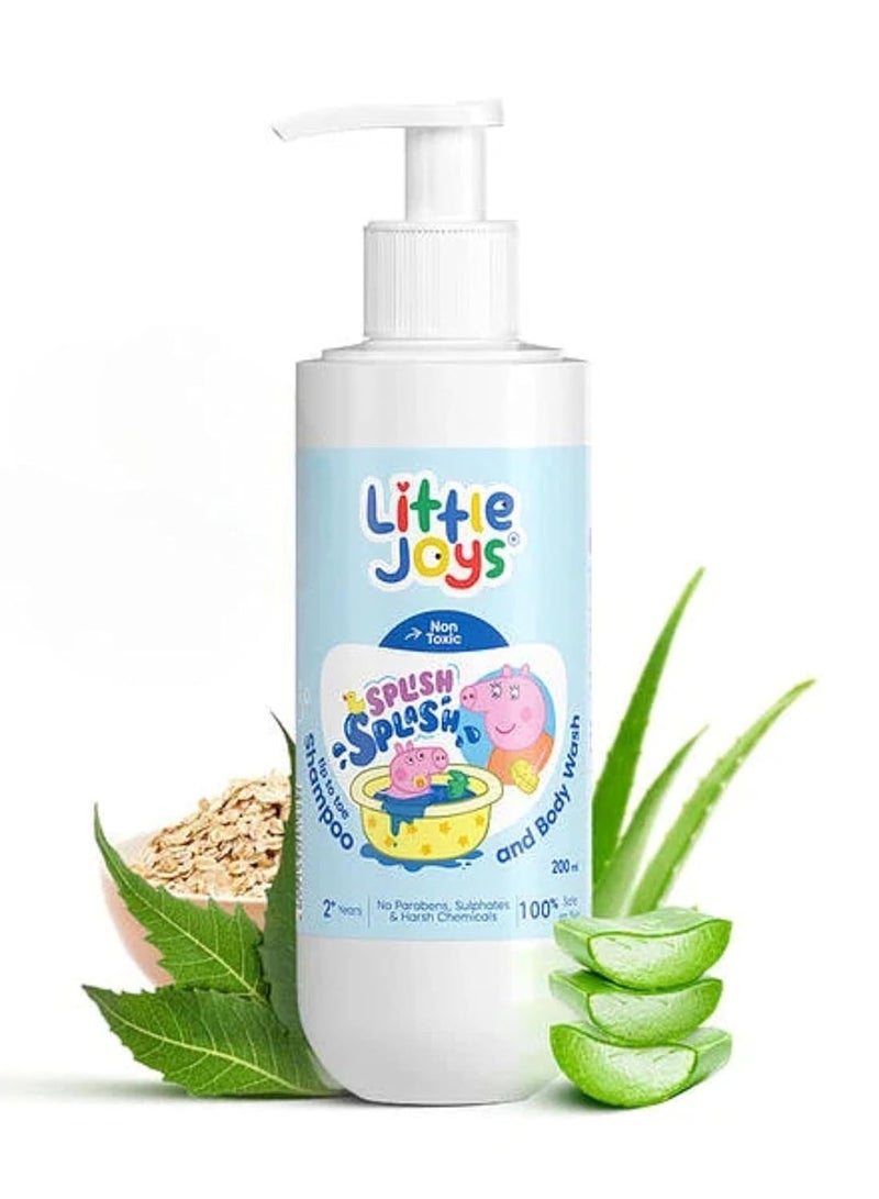 Little Joys Organic 2-in-1 Nourishing Shampoo And Body Wash for Kids 200ml Aloe Vera Neem Oats and Chickpea Extract Deep Cleanses and Protects Skin and Scalp Paraben and SLS Free - Image 1