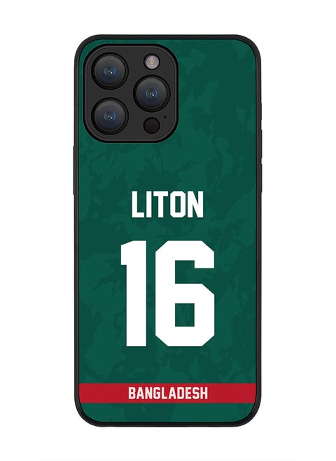 Cover for iPhone 15 Pro Max Case , Rugged Black Slim fit Soft Flexible Thin Protective Phone Cases - Player Name - Liton Das, Jersey Number- 16