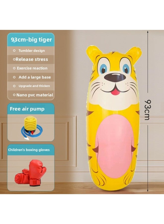Sandbag Tumbler Decompression Sandbag Adult Home Boxing Training Equipment Kidsren's Fitness Inflatable Boxing Column Cool-Color:[upgraded Nano Material + Gloves] Big Tiger ★ Comes With Air Pump + Repair Patch  - Image 1