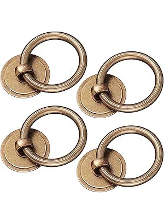 Solid Brass Vintage Drawer Pulls 4cm Antique Bronze Finish Cabinet Handles With Screws 4 Pcs - Image 1