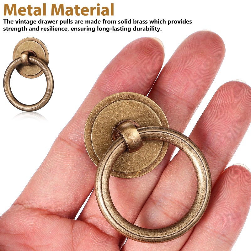 Solid Brass Vintage Drawer Pulls 4cm Antique Bronze Finish Cabinet Handles With Screws 4 Pcs - Image 5