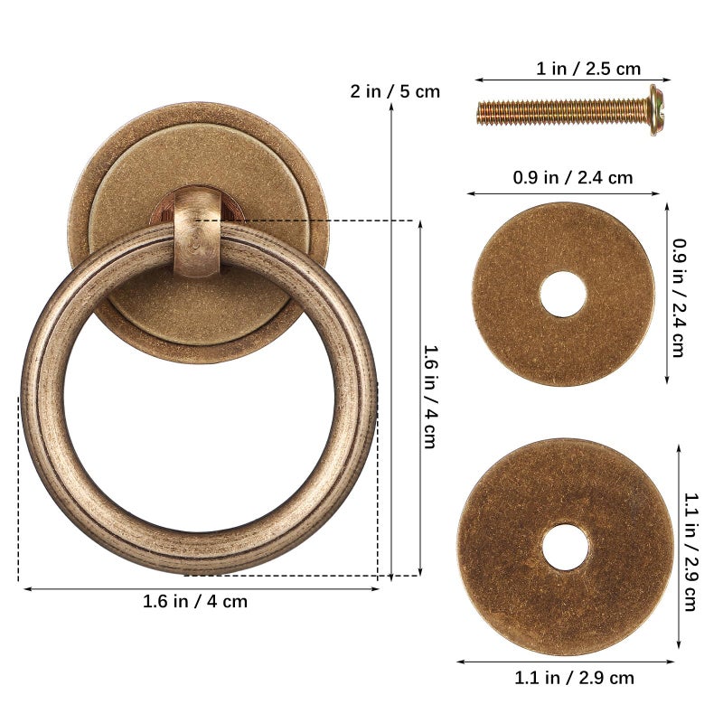 Solid Brass Vintage Drawer Pulls 4cm Antique Bronze Finish Cabinet Handles With Screws 4 Pcs - Image 3