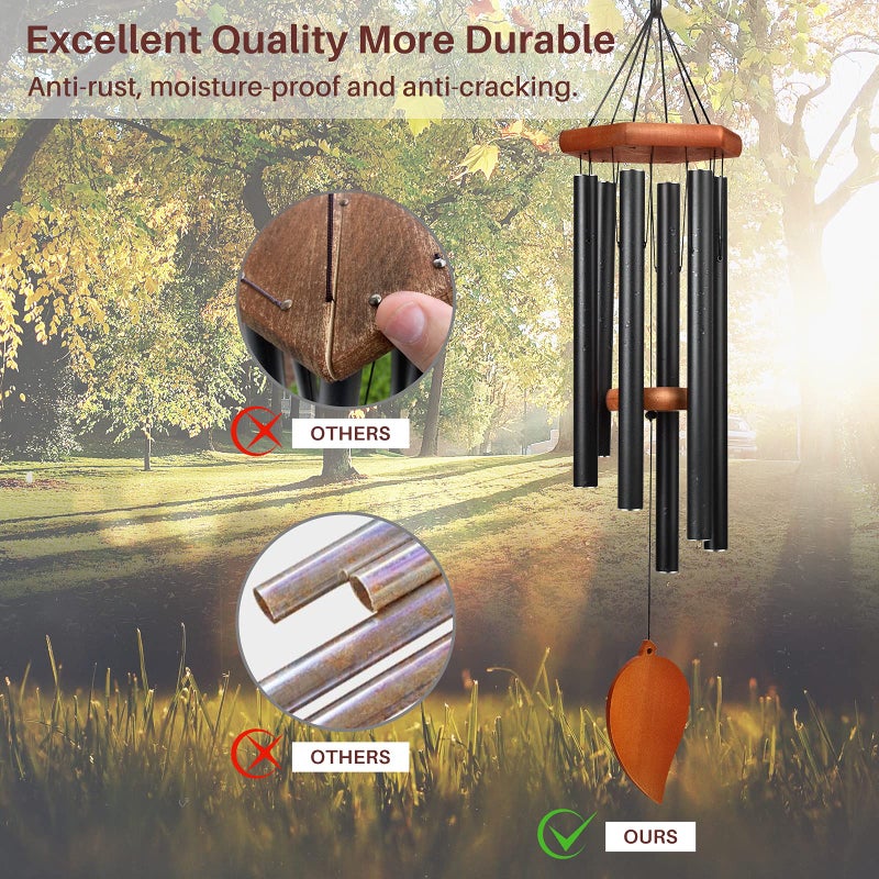 TESECU 38" Sympathy Wind Chimes for Outside Deep Tone, Memorial Loss of a Loved, Large Wind Chimes with 6 Thicken Tubes & Hook, Outdoor Souvenir Mother, Garden Decor - Image 5