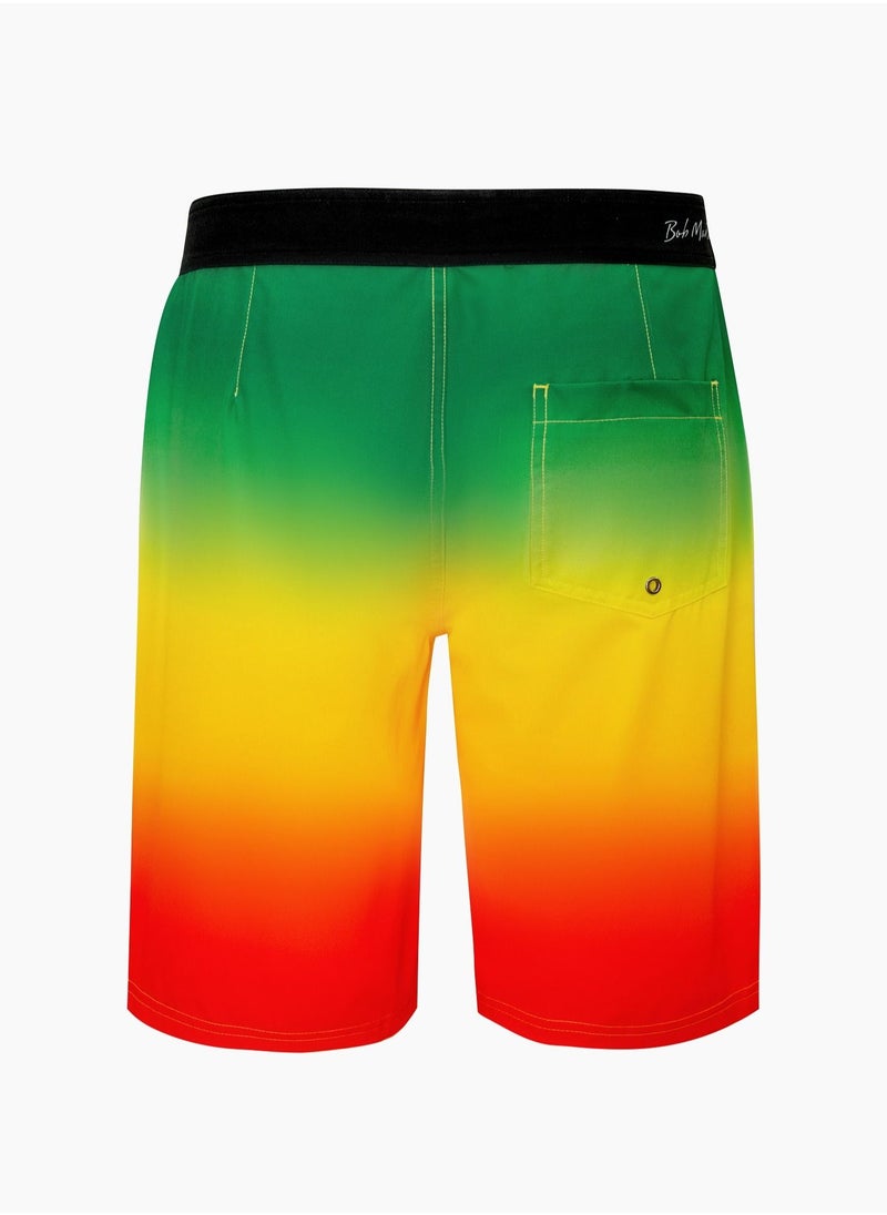 BOB MARLIN شورت سباحة Bob Marlin Performance Board Shorts سريع الجفاف بشعار Rasta  - Image 2