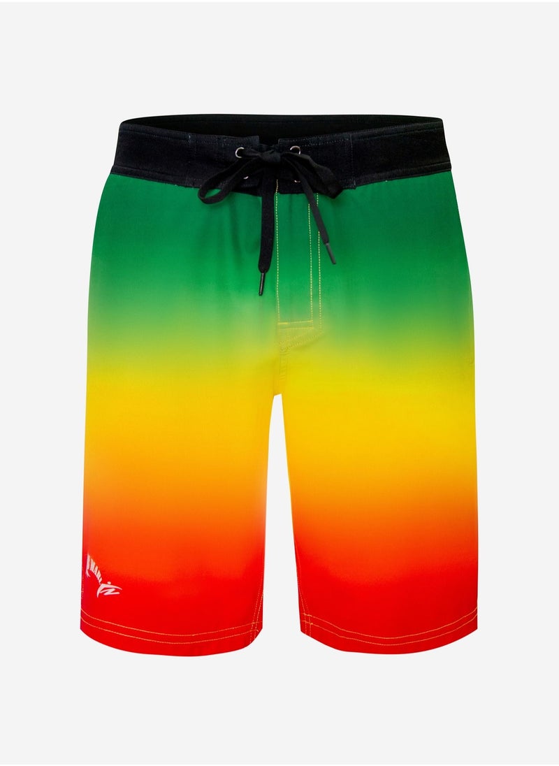 BOB MARLIN شورت سباحة Bob Marlin Performance Board Shorts سريع الجفاف بشعار Rasta  - Image 1