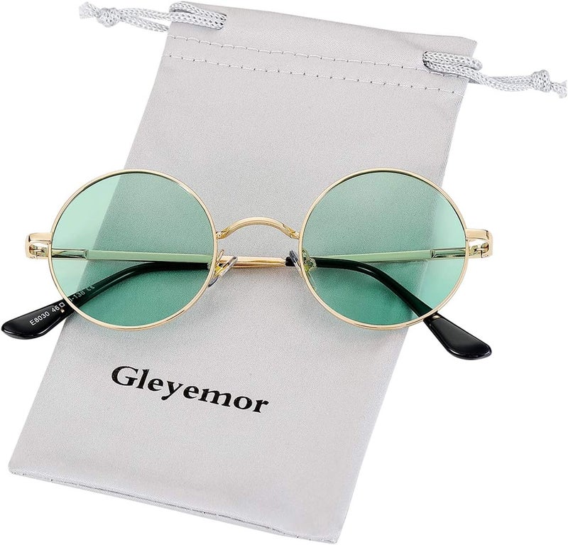 نظارات GLEYEMOR John Lennon المستقطبة الصغيرة المستديرة للرجال والنساء، نظارات هيبي دائرية باللونين الأحمر والأصفر - Image 1