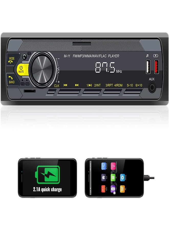 UNITOPSCI Single Din Car Stereo Bluetooth 5.0 Multimedia Audio Receiver, Push to Talk Assistant, Hands-Free Call Voice Control, MP3/FM/AUX in/USB/TF Input APP Control LCD Digital Display - Image 1