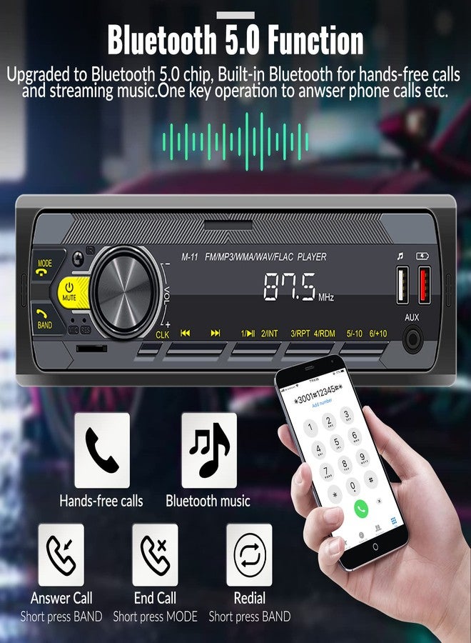 UNITOPSCI Single Din Car Stereo Bluetooth 5.0 Multimedia Audio Receiver, Push to Talk Assistant, Hands-Free Call Voice Control, MP3/FM/AUX in/USB/TF Input APP Control LCD Digital Display - Image 2
