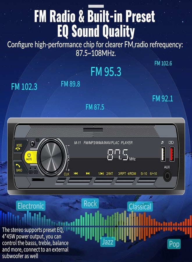 UNITOPSCI Single Din Car Stereo Bluetooth 5.0 Multimedia Audio Receiver, Push to Talk Assistant, Hands-Free Call Voice Control, MP3/FM/AUX in/USB/TF Input APP Control LCD Digital Display - Image 4