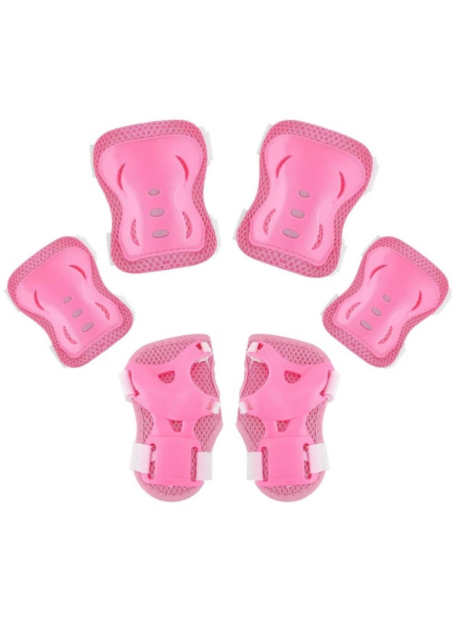 Spartan Knee Elbow and Wrist Protective Set Medium  Pink | Foam Cushion with Hard Slide Caps | Soft Fleece Liner | Flex Velcro Straps | Youth Size M (10+Years) MultiSport Safety Gear SP9016 - Image 1