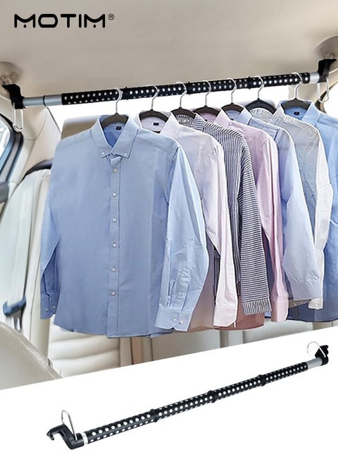 162cm Expandable Car Clothes Hanger Organizer, Foldable Vehicle Clothes Rack Clothes Bar for Coat Suit Jacket, Car Interior Accessories, Heavy-Duty Durable and Strong Load-Bearing