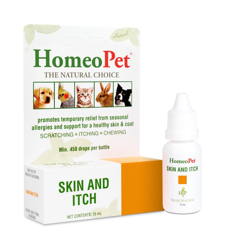 HomeoPet Skin and Itch, Safe and Natural Itch Relief for Dogs and Cats, Coat and Skin Soother for Pets, 15 Milliliters - Image 1