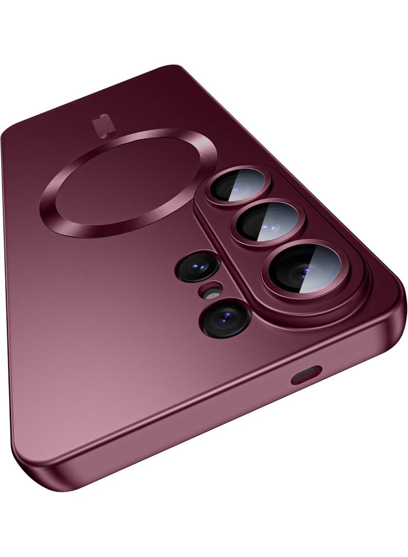 Magnetic for Samsung Galaxy S26 Ultra Case, Compatible with MagSafe, Slim Thin Matte Phone Case with Built-in Camera Lens Protector  Removable  Shockproof Phone Cover Burgundy - Image 1
