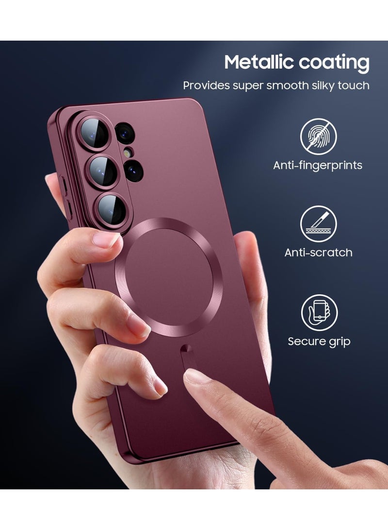 Magnetic for Samsung Galaxy S26 Ultra Case, Compatible with MagSafe, Slim Thin Matte Phone Case with Built-in Camera Lens Protector  Removable  Shockproof Phone Cover Burgundy - Image 2