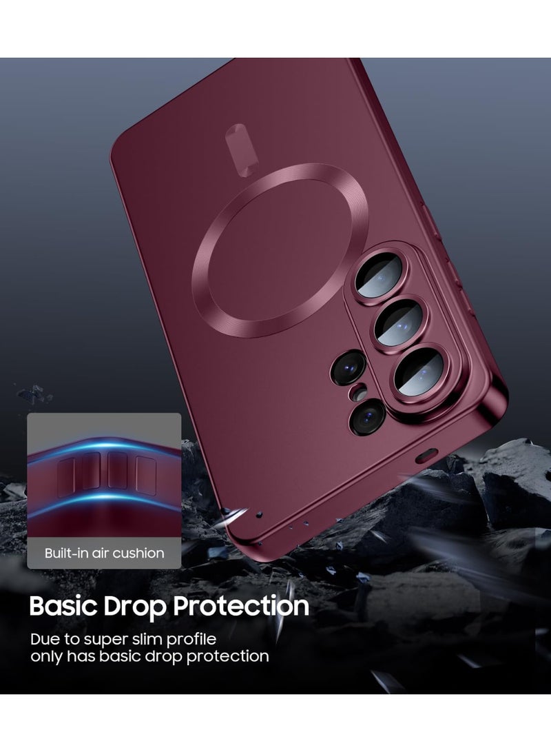 Magnetic for Samsung Galaxy S26 Ultra Case, Compatible with MagSafe, Slim Thin Matte Phone Case with Built-in Camera Lens Protector  Removable  Shockproof Phone Cover Burgundy - Image 3
