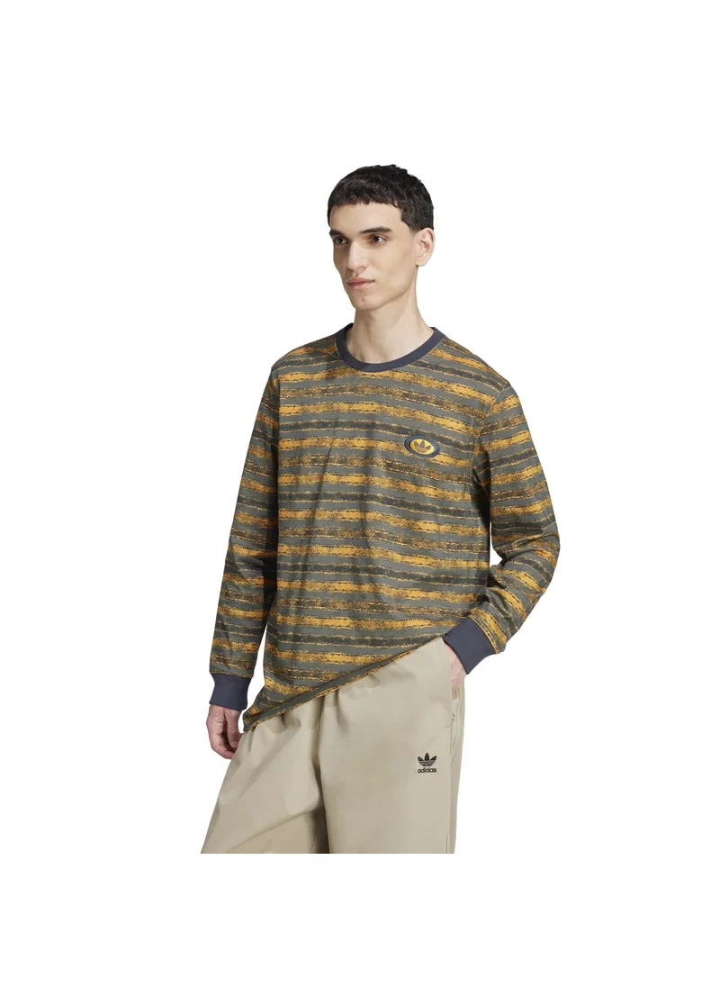 اديداس adidas LS STRIPE TEE Blue Originals Men T-SHIRTS