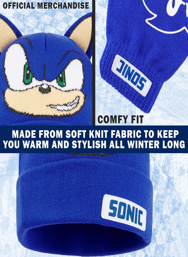 Sonic The Hedgehog Beanie and Gloves Set for Boys, Ages 4–12, Soft Knit Winter Hat and Winter Gloves, Gamer Gifts for Boys (4-12 Years, Blue Sonic, 2) - Image 4