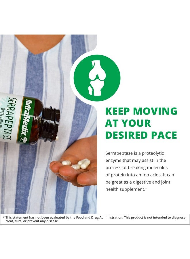 NutraMedix Serrapeptase Supplement with Proteolytic Digestive Enzymes for Women & Men - Inulin Prebiotic Fiber for Gut Health & Joint Support - Dairy, Soy & Gluten-Free (120 Capsules) - Image 3