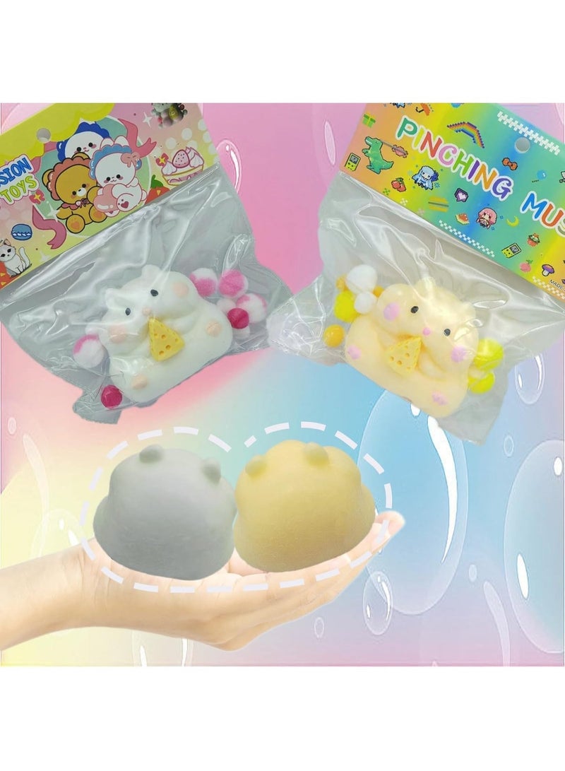 Bukela 2pcs Squishy Hamster Stress Relief Toys,Slow-Rising Squeeze,Kids and Grown-ups,White and Yellow - Image 5