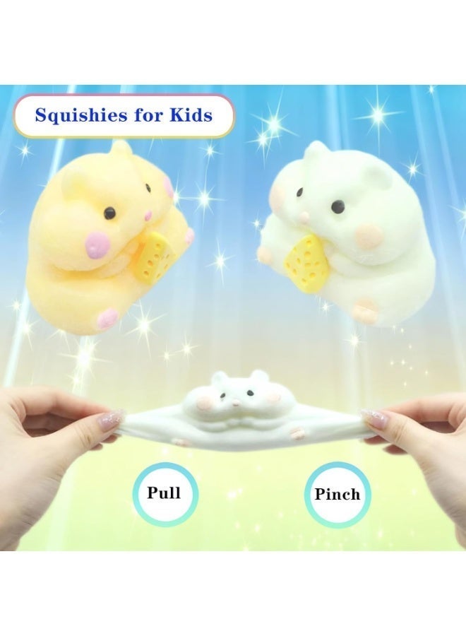 Bukela 2pcs Squishy Hamster Stress Relief Toys,Slow-Rising Squeeze,Kids and Grown-ups,White and Yellow - Image 4