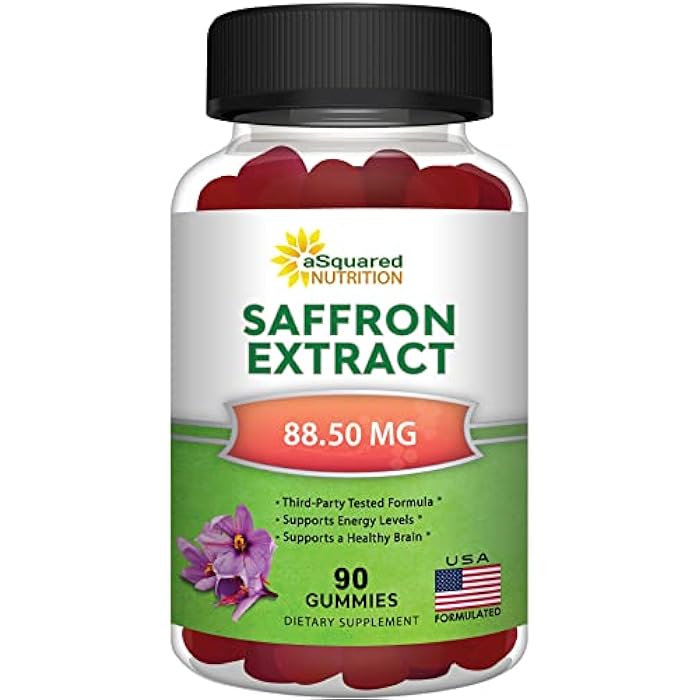 aSquared Nutrition Saffron Gummies - Saffron Extract Supplement - Pure Gummy Supplements Alternative to Capsules, Pills, Powder & Tea - Image 1