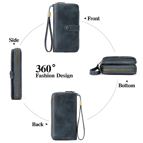 GAEKEAO Leather Credit Card Holder Wallet for Women RFID Blocking Large Capacity Bifold Zipper Card Case Organizer with Wristlet 45 Slots - Image 4