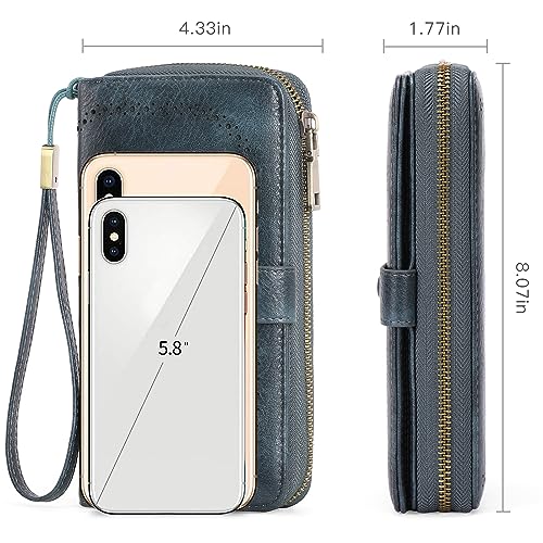 GAEKEAO Leather Credit Card Holder Wallet for Women RFID Blocking Large Capacity Bifold Zipper Card Case Organizer with Wristlet 45 Slots - Image 3