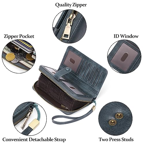 GAEKEAO Leather Credit Card Holder Wallet for Women RFID Blocking Large Capacity Bifold Zipper Card Case Organizer with Wristlet 45 Slots - Image 5