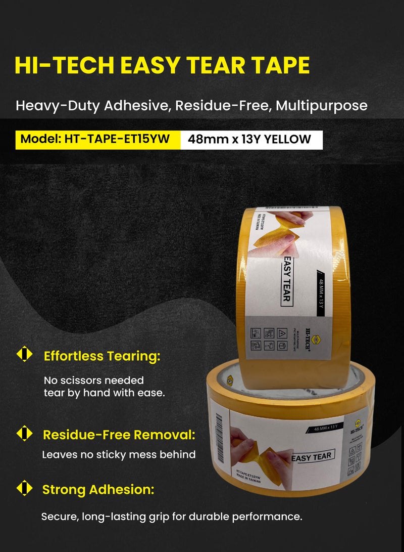 هاي-تيك أشرطة HI-TECH سهلة التمزيق - أشرطة لاصقة شديدة التحمل، خالية من الرواسب، متعددة الأغراض للاستخدام المكتبي والمنزلي. - Image 2