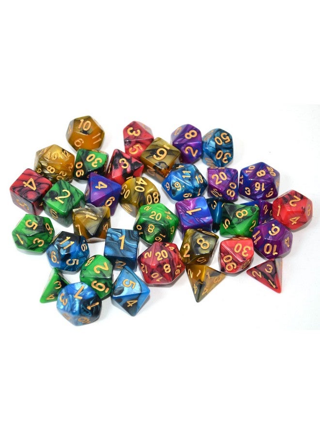 Smartdealspro SmartDealsPro 5 x 7-Die Double-Colors Polyhedral Dice Sets with Pouches for D&D DND RPG MTG Dungeon and Dragons Table Board Roll Playing Games D4 D6 D8 D10 D% D12 D20  - Image 4