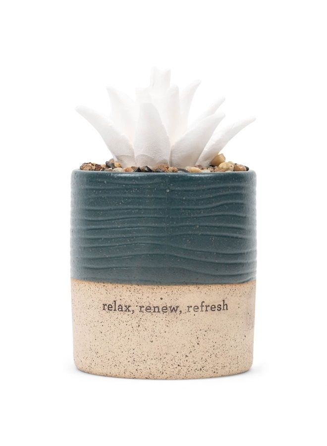 DEMDACO ديمداكو ريلكس رينيو ريفريش سكسولنت أزرق غني 3 × 5 موزع زيت زخرفي من الخزف للسطح - Image 1