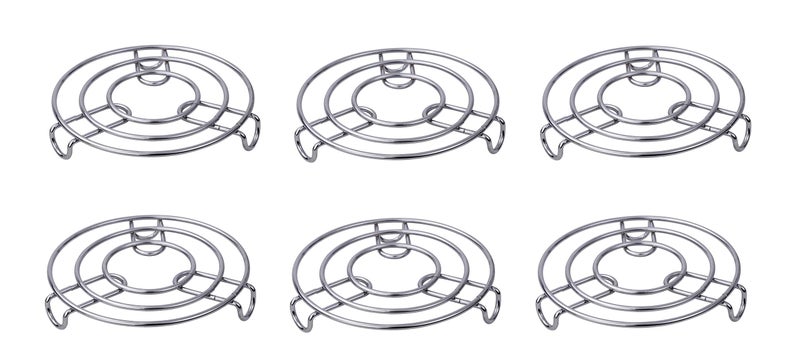 Petals Stainless Steel Round Trivet Table Ring Steaming Stand (17cms) - Pack of 6 - Image 1