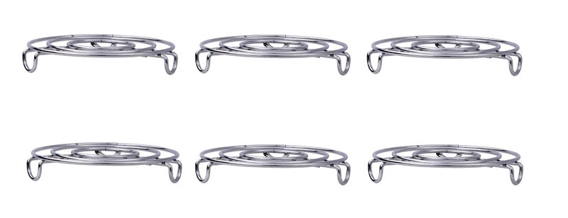 Petals Stainless Steel Round Trivet Table Ring Steaming Stand (17cms) - Pack of 6 - Image 3