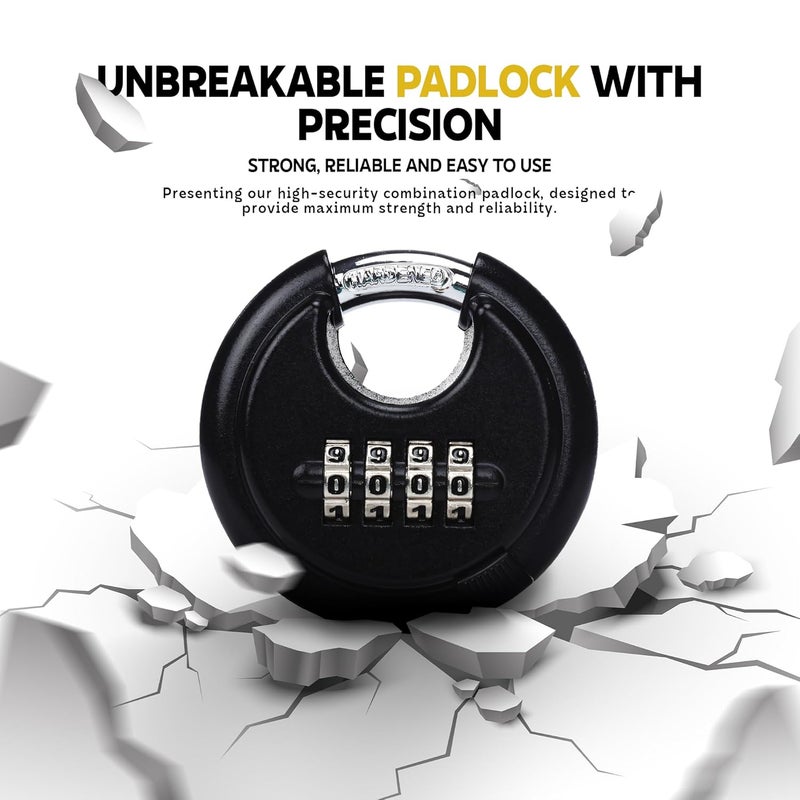 MIORAH Number Locks for Door Combination Lock Padlock Secure Number Lock MultiPurpose Lock for Home Office and Outdoor Use Black Pack of 1 - Image 2