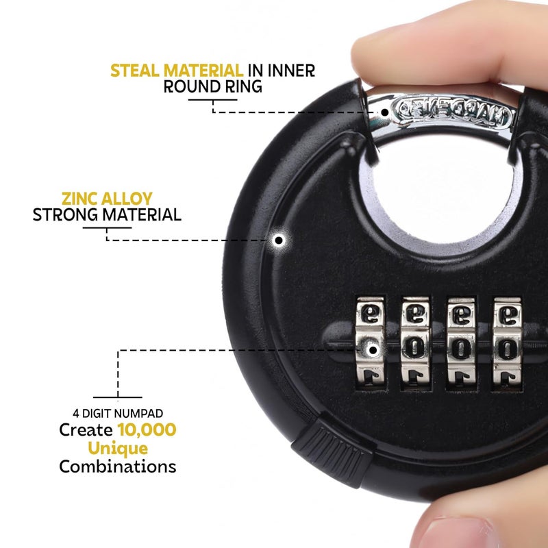 MIORAH Number Locks for Door Combination Lock Padlock Secure Number Lock MultiPurpose Lock for Home Office and Outdoor Use Black Pack of 1 - Image 5