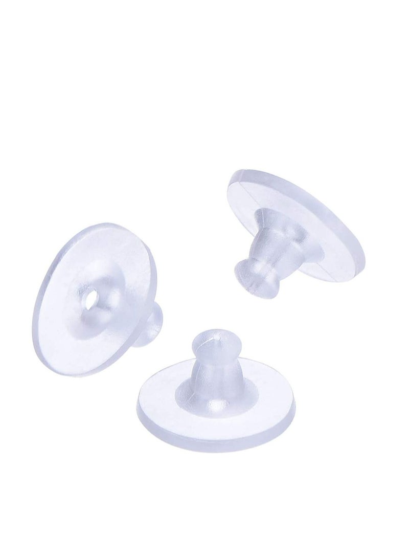 SYOSI Earring Backings Hypoallergenic Rubber Earring Safety Silicone Backs with Pad Rubber Earring Replacement Set Soft Jewelry Making Ear Studs Stoppers Clutch Earring Pad (100) - Image 1