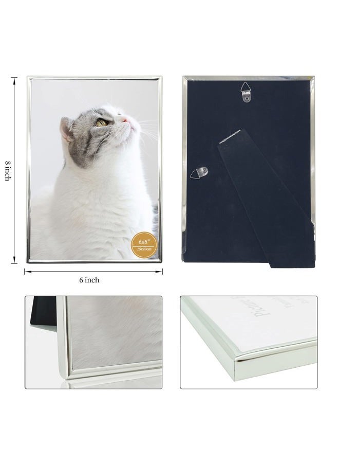 DECANIT 6x8 Picture Frame Metal, Thin Profile Photo Frame 6 by 8 Inch, Dispaly for Wall or Tabletop,Silver - Image 2