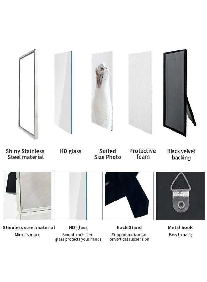 DECANIT 6x8 Picture Frame Metal, Thin Profile Photo Frame 6 by 8 Inch, Dispaly for Wall or Tabletop,Silver - Image 3