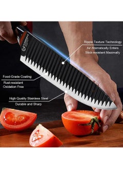 Generic Stainless Steel Knife Set (6 Pieces Black) - Kitchen Knife Set with Peeler and Scissors - Lightweight Non-Stick Kitchen Knives with Comfortable Handle Includes Chef Knife, Slicing Knife, Paring Knife, Vegetable Peeler and Scissors  - Image 4