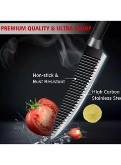 Generic Stainless Steel Knife Set (6 Pieces Black) - Kitchen Knife Set with Peeler and Scissors - Lightweight Non-Stick Kitchen Knives with Comfortable Handle Includes Chef Knife, Slicing Knife, Paring Knife, Vegetable Peeler and Scissors  - Image 5