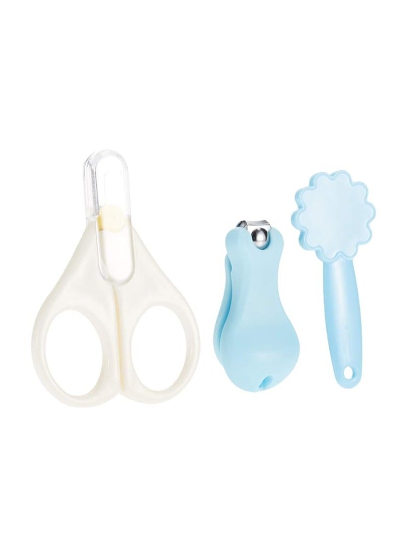 Pixie Combo Pack Nail Cutter & File - Blue + Baby Scissors - White - Image 3