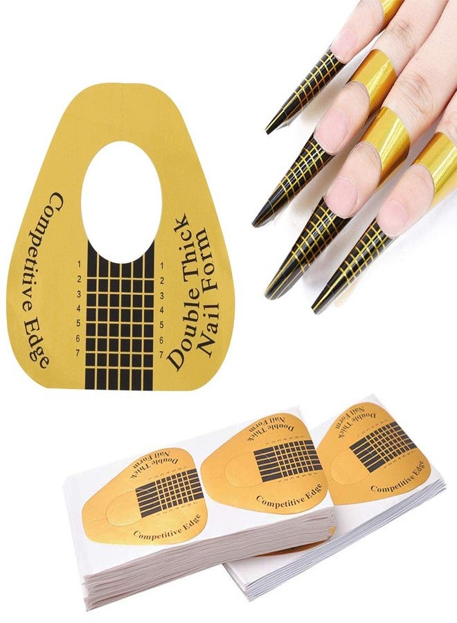 HUNCHA Nail Tape, Gold Horseshoe Nail Extension Tips, Thick Paper Forms for Acrylic Nails Art, Gel Extension Forms Guide Stickers, For Gel Nail Building, Nail Art Accessories, Pack Of 50 - Image 1