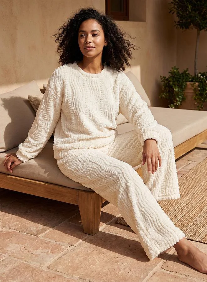 Intimates Pyjama Set Textured Top & Trousers