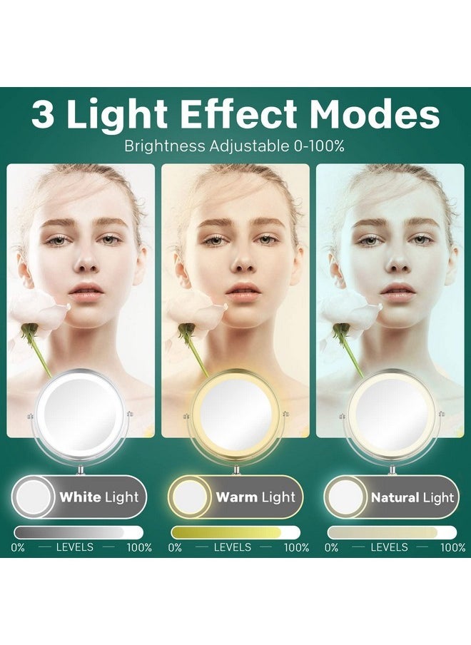 Nicesail Led Lighted Makeup Mirror Tabletop, 10X Magnifying Mirror With 3 Color Lights, Brightness Adjustable Height Adjustable, Double Sided Mirror In Chrome Finish (8 Inch, 10X)  - Image 5