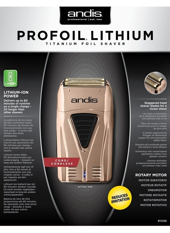 Andis ماكينة حلاقة Andis Copper ProFoil Lithium Titanium Foil 17225، ماكينات حلاقة للرجال والنساء، ماكينة حلاقة شعر قابلة لإعادة الشحن بمحرك قوي، ماكينة حلاقة شعر احترافية - Image 5
