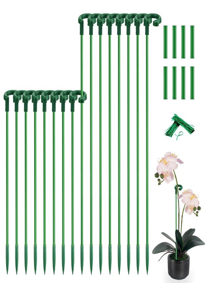 SupKing Invisible Plant Sticks 17 inch &11 inch SupKing 16Pcs Orchid Stakes with Clips for Support Small Short Plants,Garden Stake Support Pole Suit for Potted Plants Flowers Peony Rose (Green) - Image 1