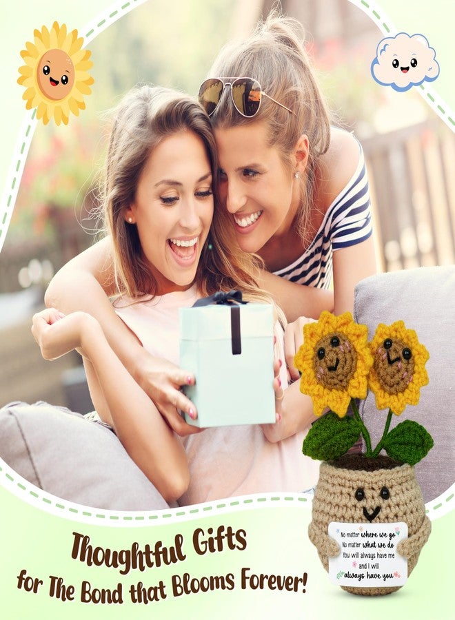 OASSIE هدايا عيد ميلاد لأفضل صديقة من أواسي للنساء - زهرة عباد الشمس كروشيه مع بطاقة - هدايا عيد ميلاد للصديقات المقربات وزميلات العمل، هدية للصديقات الإناث - Image 2