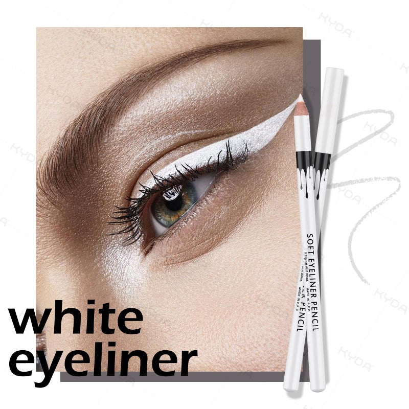 Ownest 12 Pcs White Eyeliner Highlighter Pen, White Pearl Eyeliner Pencil Set, Soft Shimmer Liner & Shadow Pencil, Lasting Smooth Cream Eye Liner Pen - Image 2