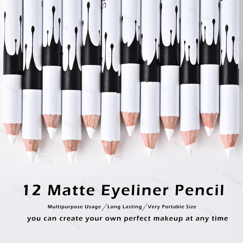Ownest 12 Pcs White Eyeliner Highlighter Pen, White Pearl Eyeliner Pencil Set, Soft Shimmer Liner & Shadow Pencil, Lasting Smooth Cream Eye Liner Pen - Image 4