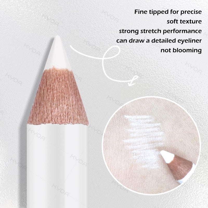 Ownest 12 Pcs White Eyeliner Highlighter Pen, White Pearl Eyeliner Pencil Set, Soft Shimmer Liner & Shadow Pencil, Lasting Smooth Cream Eye Liner Pen - Image 3